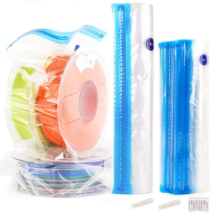 AMOLEN 3D Printer Filament 66PCS Storage Bags Vacuum Kit, Filament Bags Storage Spool Sealing 30 Bags with Two Sizes, Dust Proof Humidity Resistant for Keeping Filament Dry