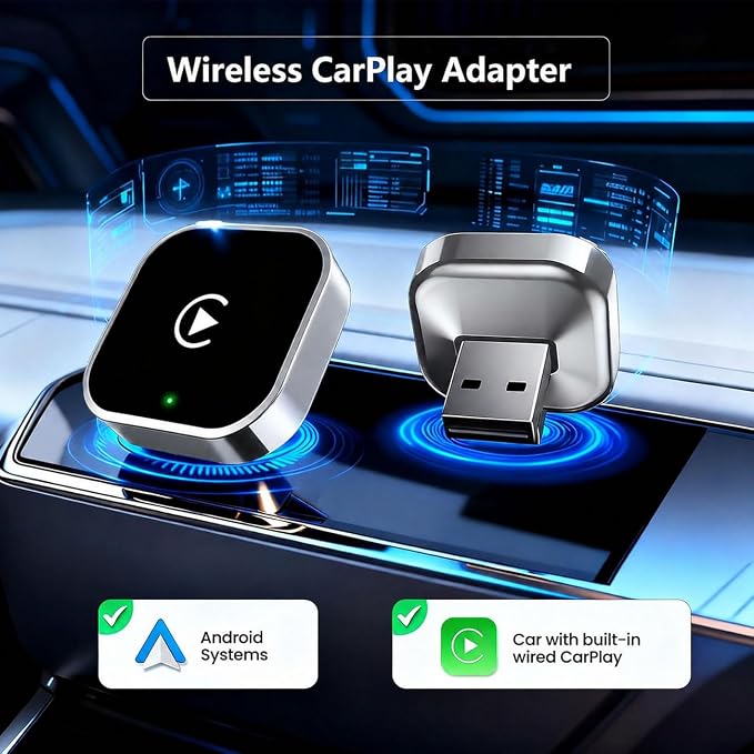 2 in 1 CarPlay Adapter for Nissan Altima 2019 2020 2021 2022 2023 2024 2025 2026, CarPlay Wireless Adapter with Auto Reconnect Fast Pairing Bluetooth Connection Compact USB Dongle