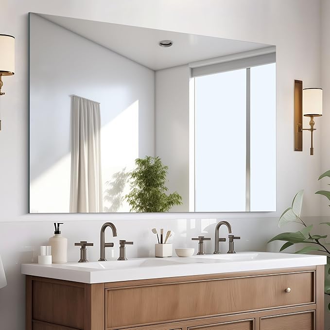 CILIBER Frameless Rectangle Mirror, 36x48 Inch Large Bathroom Mirrors