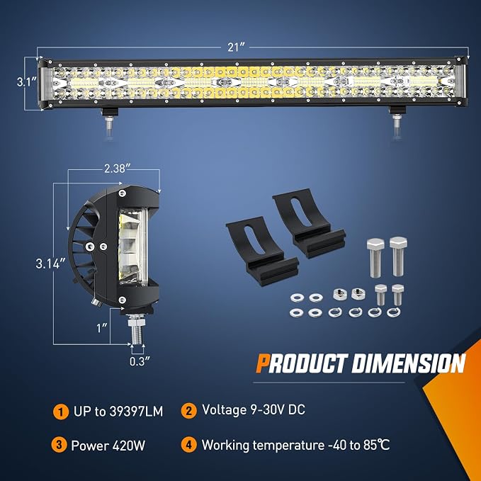 Nilight Side Shooter Light Bar 20 Inch Triple Row Spot Flood Combo Work Off-Road Lighting on Truck SUV ATV UTV