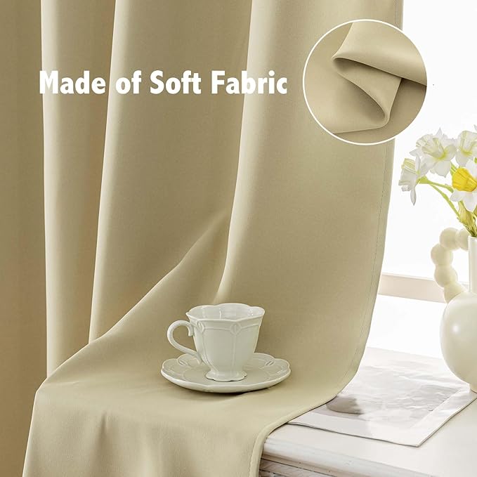 Anytime 100% Blackout Curtain 2 Panels Set, Thermal Insulated Window Drapes