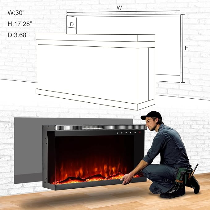 Charavector 30 inch 3-Sided Electric Fireplace Inserts