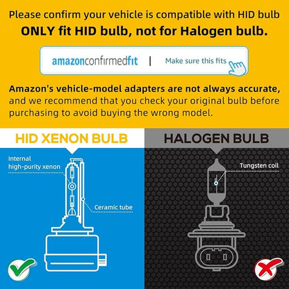Sinoparcel D3S Xenon HID Headlight Bulbs - 8000K 35W High Low Beam 66340 42403 42302 Replacement Lights - Pack of 2