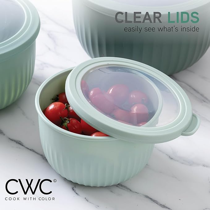 COOK WITH COLOR Prep Bowls with Lids- Wide and Deep Nesting Plastic Small