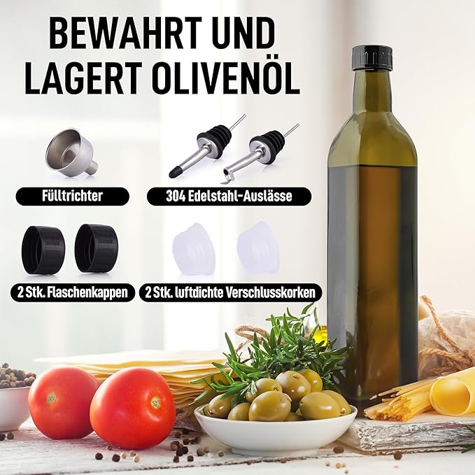 Zulay Kitchen Olive Oil Dispenser Bottle – 17oz Glass Oil Container