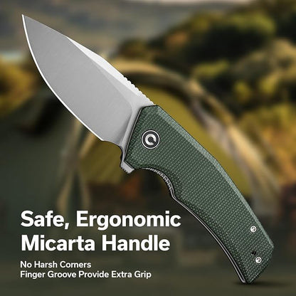 CIVIVI Pocket Knife for EDC, Regulatron Folding Knife for Men with Flipper Opener, Liner Lock, 2.98" Nitro-V Blade Micarta Handle for Camping, Hunting C23006-2
