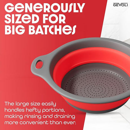 Gevoli Strainer with Self-Draining Base Over-Sink Collapsible Kitchen Colander
