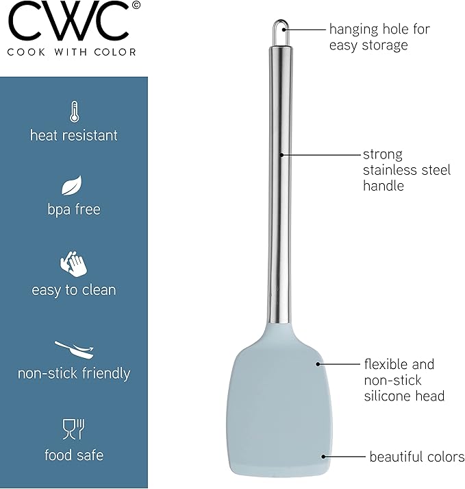 COOK WITH COLOR Silicone Cooking Utensils, Kitchen Utensil Set, Cooking Utensils