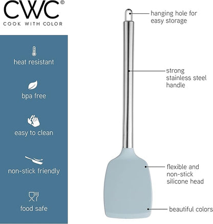 COOK WITH COLOR Silicone Cooking Utensils, Kitchen Utensil Set, Cooking Utensils
