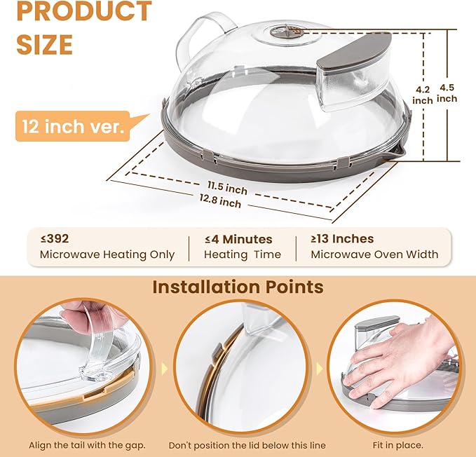 12 Inch Microwave Splatter Cover, Upgraded Microwave Cover