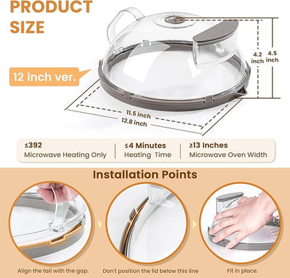 12 Inch Microwave Splatter Cover, Upgraded Microwave Cover