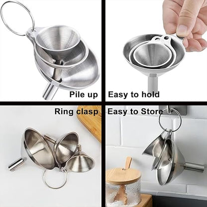 Funnels for Kitchen Bottle Filling, Lmoszuak Mini Stainless Steel Funnels