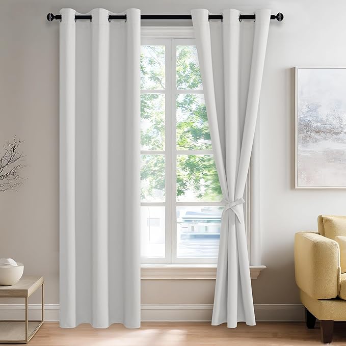 JIUZHEN Greyish White Blackout Curtains