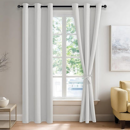 JIUZHEN Greyish White Blackout Curtains