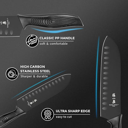 ZHANG XIAO QUAN SINCE 1628 15Pcs Knife Sets for Kitchen with Block,Knife Set with Built-in Sharpener Dishwasher Safe（Master A）