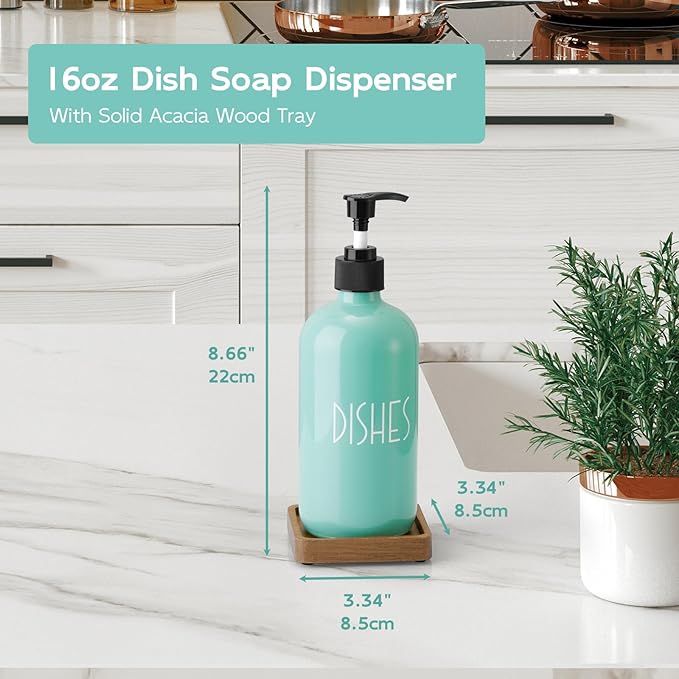 Turquoise Glass Dish Soap Dispenser
