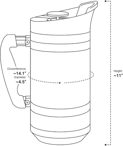 BruTrek BaseCamp Coffee Press - Double Wall Insulated Stainless Steel - Bru-Stop Technology, No Grounds in Coffee, No Spill Lid (Obsidian, 48 fl.oz)
