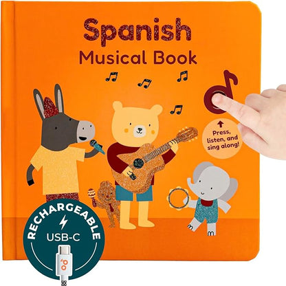 Cali's Books Spanish Book for Toddlers 1-3 - Musical Books for Kids, Interactive Baby Sound Book, Educational Song Learning Toys, Bilingual Music Toy for Babies, Libros para ninos en Espanol