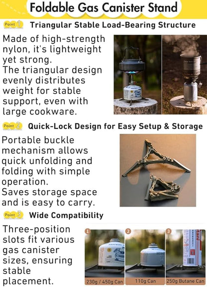 CAMPINGMOON Canister Top Stove Portable Compact Foldable w/igniter w/Gas Fuel Can Stabilizer XD-2F/Z41