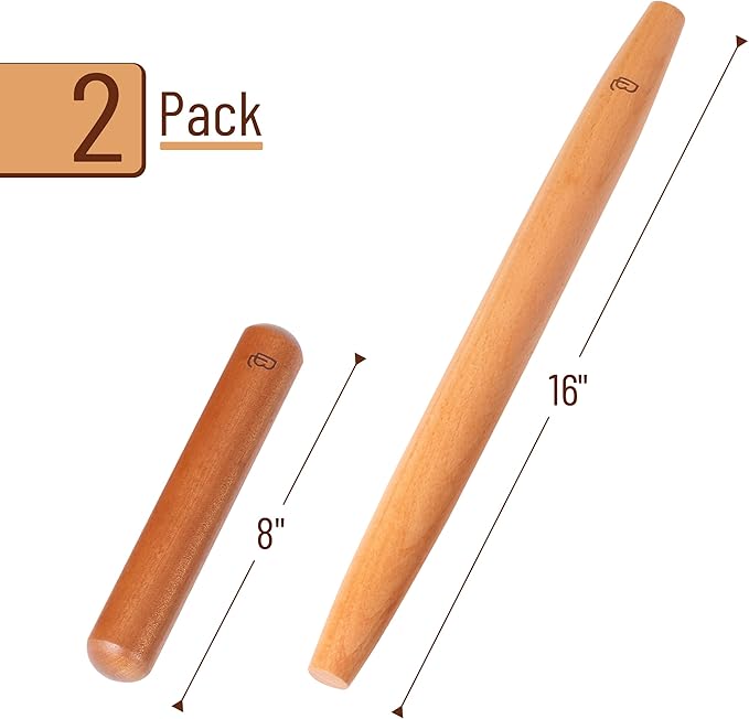 BAMBOO LAND- French Rolling Pin Set, Natural Wood Rolling Pins