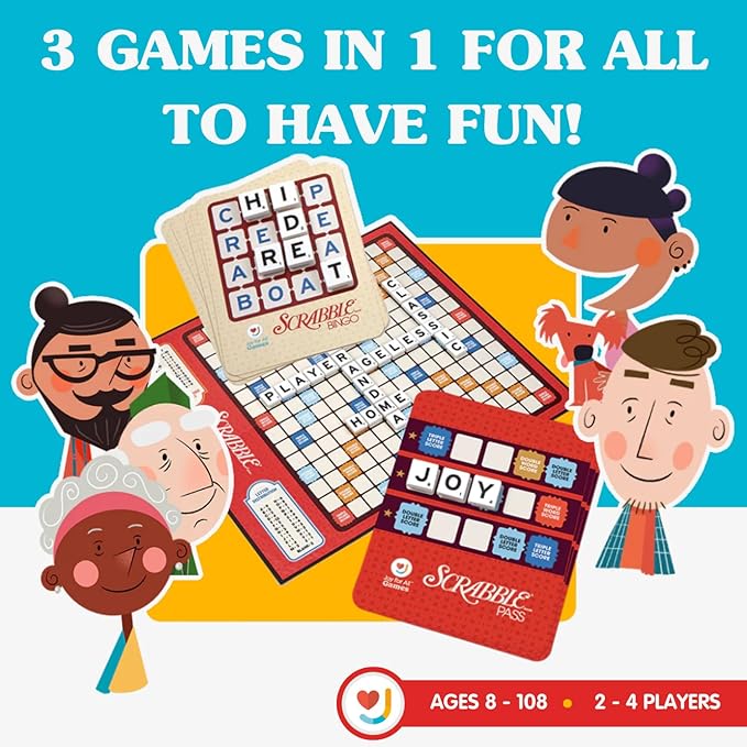 Joy for All Senior Word Games - Classic Scrabble & Bingo - Easy to Read & Grip - Board Games for Elderly Adults, Orange