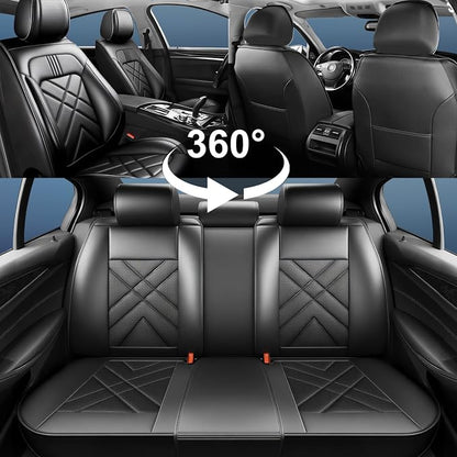 Fusion Car Seat Covers Custom Fit for Ford Fusion 2006-2020, Premium Full Coverage Leather Automotive Seat Protectors, All Seasons Waterproof Breathable, Airbag Compatible (Full Set, Black)