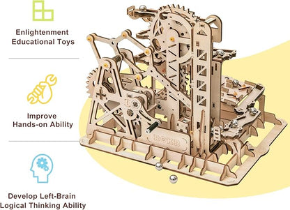 ROKR Marble Run 3D Wooden Puzzles Model Building Kits for Adults - Educational Project Brain Teaser, DIY Crafts for Adults & Kids (Ladder)