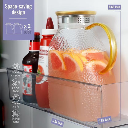 WARMSIMPLE 2 Pack Glass Pitcher