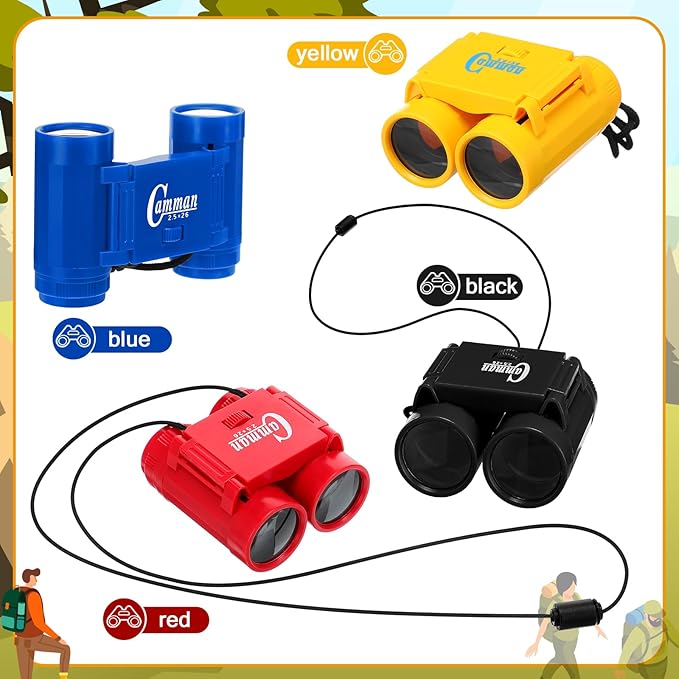 Libima 24 Pcs Toy Binoculars for Kids with Neck String, 3.74x2.56'' Novelty Binoculars Bulk for Age 3-12 Years Bird Watching, Camping Party Favor for Safari, Jungle, Explorer, Themed Birthday Party