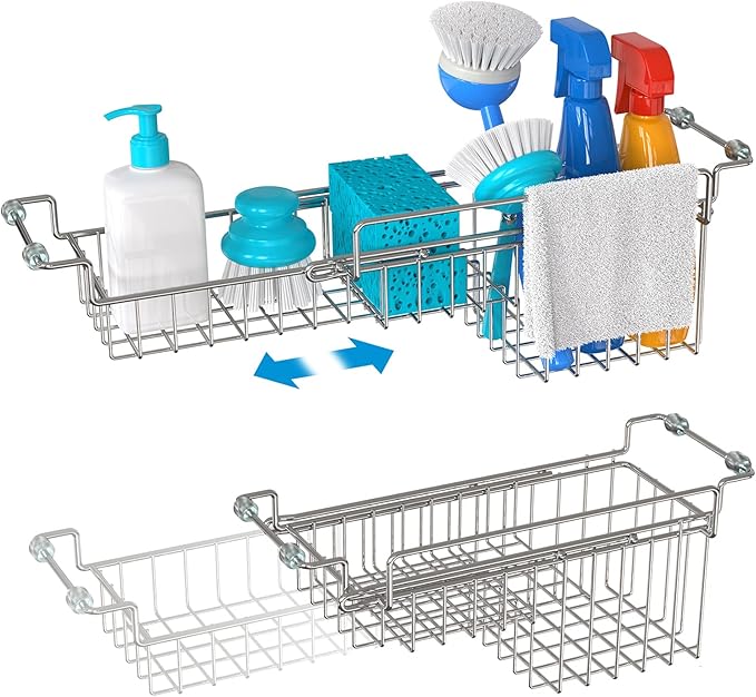 Over The Kitchen Sink Caddy Sponge Holder Organizer Drying Rack Expandable
