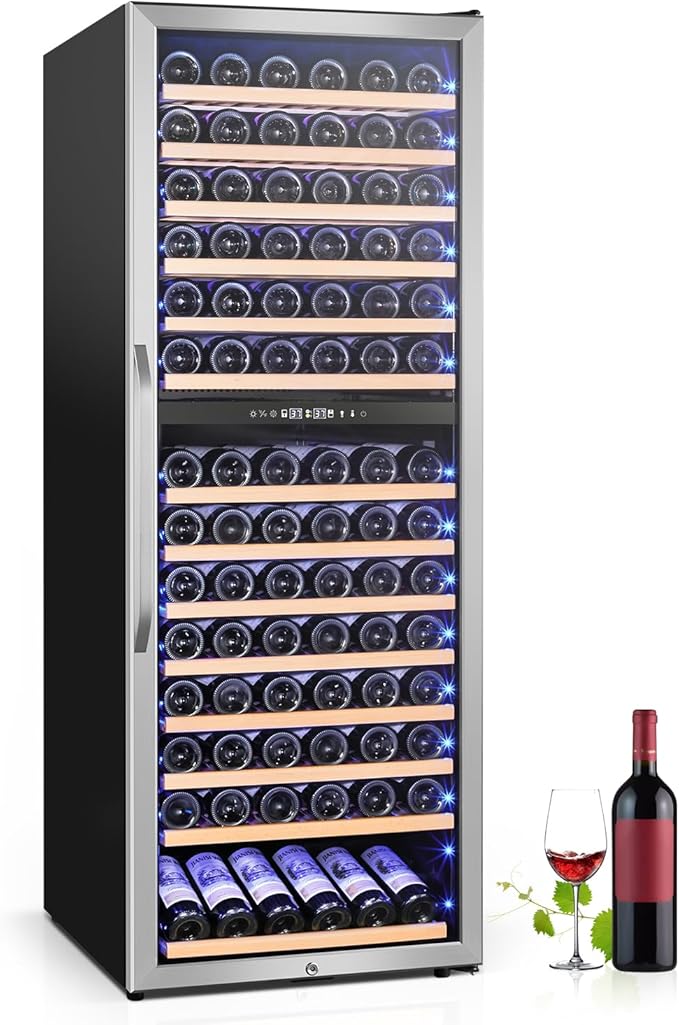 Wine Fridge Freestanding Dual Temperature Zone, Wine Cooler Refrigerator