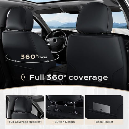 Coverado Car Seat Covers Full Set, Universal Seat Covers for Cars, Car Seat Protector Waterproof, Nappa Car Seat Cushion, Car Seat Covers Front Seats and Back Fit for Most Cars Trucks SUV, Black&Blue