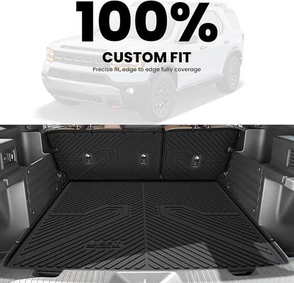 LASFIT Full Set Floor Mats for Honda Passport 2026, Extended Door Sill Coverage All Weather TPE Custom Fit Passport Floor Liner Accessories, 1st & 2nd Row & Cargo Mat with Backrest Mat Full Set, Black