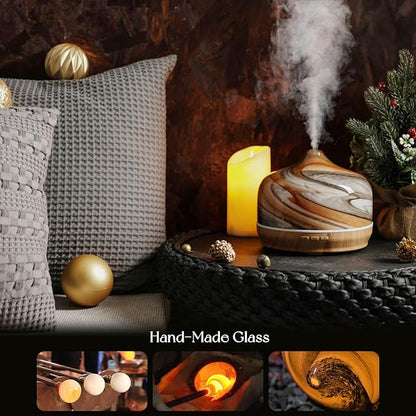 Porseme 500ml Glass Essential Oil Diffuser Aromatherapy Ultrasonic Cool Mist