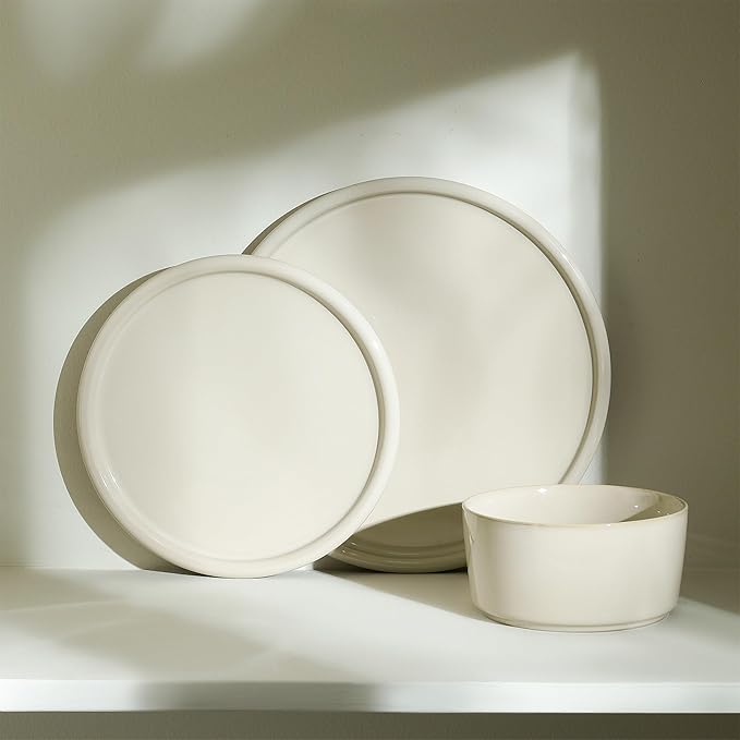 Stone Lain Eden 4-Piece Salad Plate Set Stoneware, Beige