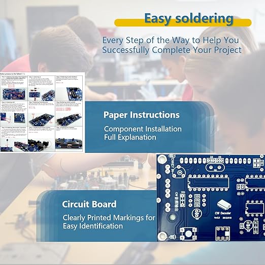 EIELE Soldering Practice Kit Morse Code Decoder CW Morse Code Practice CW Audio Input Excellent Soldering Practice Project Ideal for School Teaching and Beginners （Requires Soldering）
