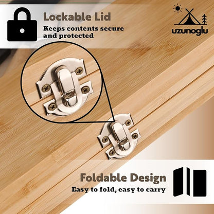 Foldable Bamboo Cutting Board Set - with Knife, Peeler, Bag & Built-in Sharpener – Portable Compact Chopping Board for Camping, Picnic, Travel & Kitchen – Non-Slip, Eco-Friendly, Multi-Purpose Design