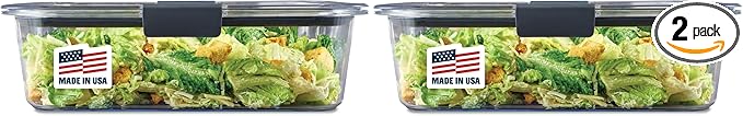 Rubbermaid Brilliance Food Storage Container, Large, 9.6 Cup, Clear 2024351 (Pack of 2)