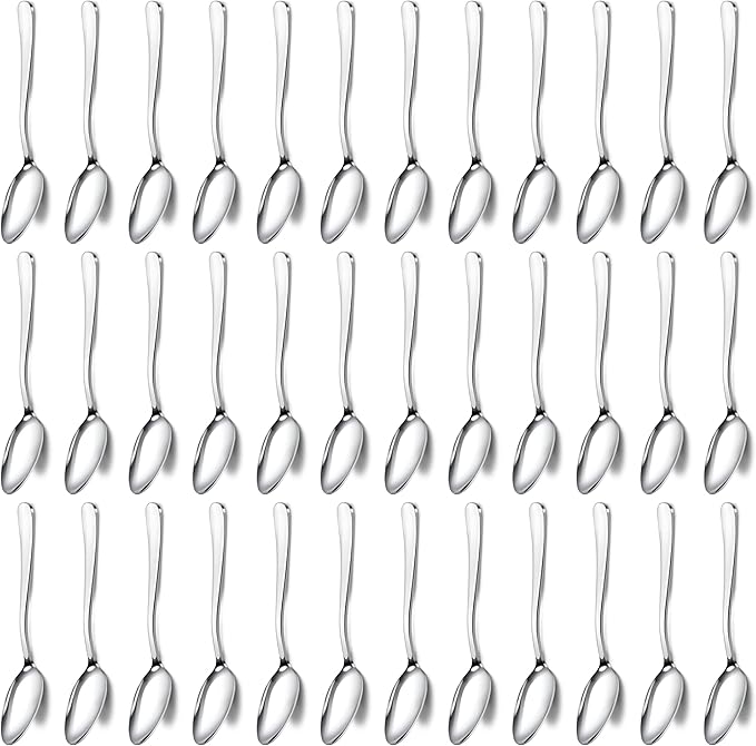 Pleafind 36Pcs Coffee Spoons, 4.7 Inch Spoons Silverware, Stainless Steel Tea Spoon, Mini Spoon, Mirror Polished Teaspoons for Home, Kitchen, Restaurant, Dishwasher Safe