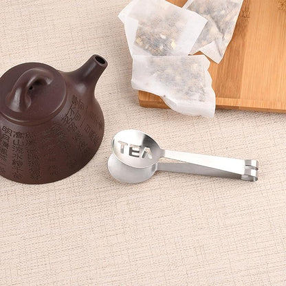 4Pcs Tea Bag Squeezer, Stainless Steel Clip On Strainer, Tea Spoon Tongs