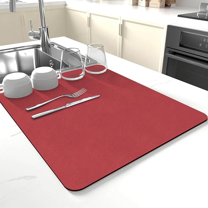 Dish Drying Mat for Kitchen Counter, Drying Mat for Dish Rack, Absorbent Hide