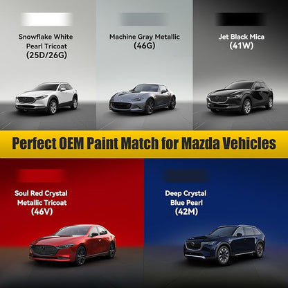 Machine Gray Metallic(46G) Touch Up Paint Compatible with Mazda, Exact Match Car Paint Pen Automotive Scratch Repair Remover Kit Quick & Easy Solution for Vehicle Chips and Nicks