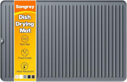 Songrey 28" x 18" Silicone Dish Drying Mat, Kitchen Counter Drying Pad