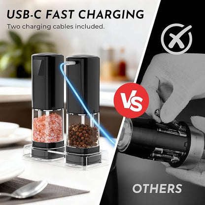 Upgraded Larger Capacity Electric Salt and Pepper Grinder Set Rechargeable