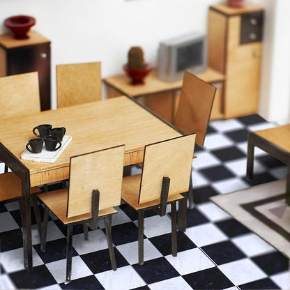 DOITOOL Miniature Dollhouse Flooring Mini Dollhouse Accessories, 27PCS Floor Sheet Wood Flooring Decorations, Doll House Furniture Accessories (s