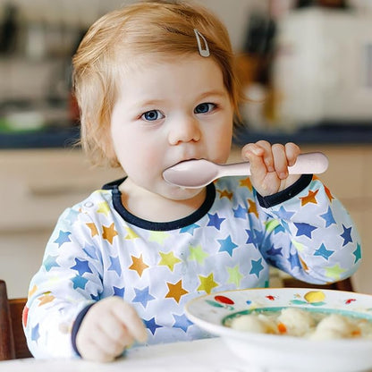 12 Pcs Kids Spoons and Forks Toddler Utensils Plastics Reusable Silverware Baby Cutlery Set Feeding Dinnerware Utensils BPA Free Microwave Dishwasher and Freezer Safe- Purple