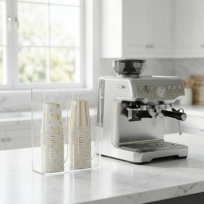 Acrylic Coffee Cup and Lid Storage Organizer Holder, 2 Compartments Disposable