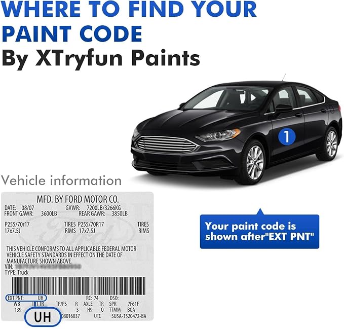 UA Ebony/Black Touch Up Paint Compatible with Ford, DIY Car Paint Scratch Repair, Automotive Paints, Quick & Easy Fix Scratch Repair for F150/Focus/Taurus/Mustang/Ranger/Escape/Explorer