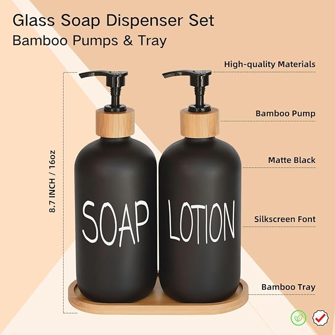 Black Soap Dispenser Bathroom Set, Set