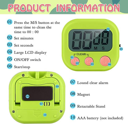 Xuhal 50 Pieces Digital Kitchen Timer Bulk, Small Magnetic Timers